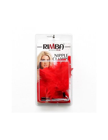 Pinzas para Pezones con Plumas Rojas Ajustables