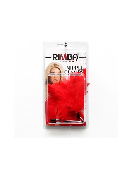 Pinzas para Pezones con Plumas Rojas Ajustables