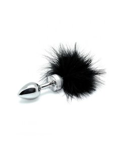Plug Anal Metal con Plumas Negro 73mm
