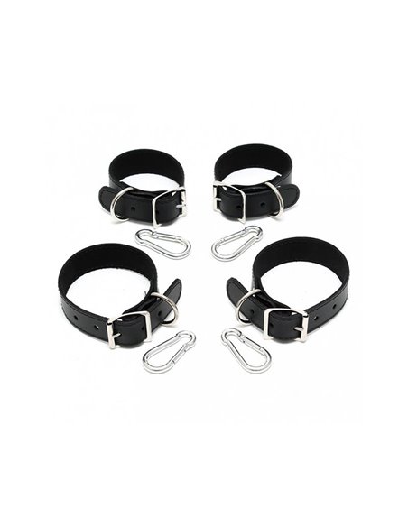 Set Esposas para Manos y Pies Cuero 2.5cm