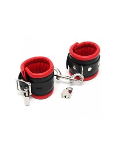 Esposas Cuero con Candado Negro y Rojo 7 cm 2