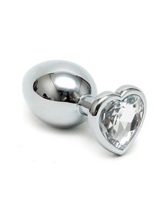 Plug Anal Acero Inox Cristal Corazón Transparente