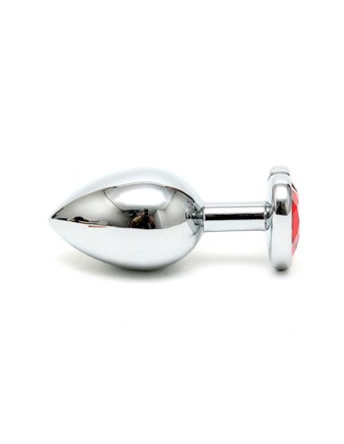 Plug Anal Acero Inox Cristal Corazón Rojo
