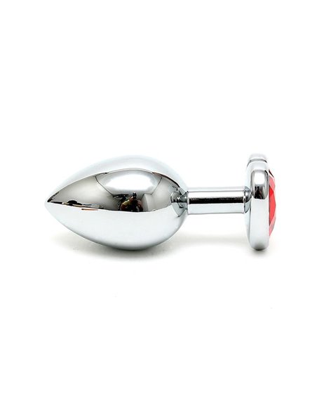 Plug Anal Acero Inox Cristal Corazón Rojo