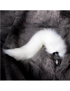 Plug Anal Metal con Cola de Zorro Sedoso 40 cm Blanco 2