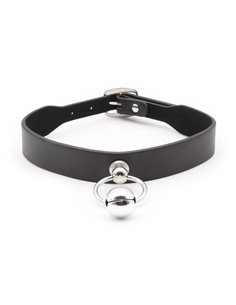 Collar con Aro y Cascabel Negro
