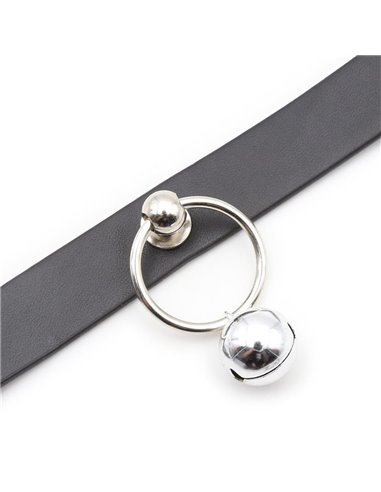 Collar con Aro y Cascabel Negro