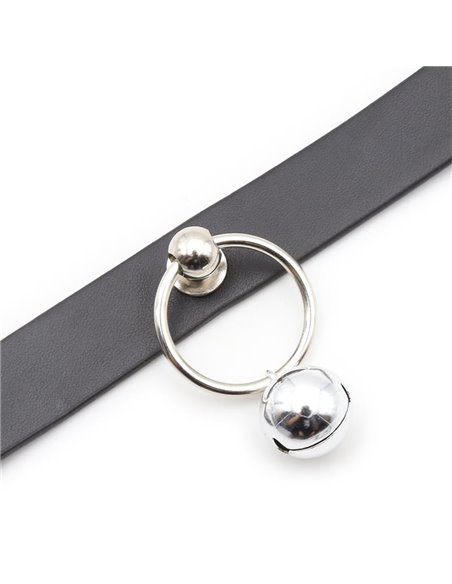 Collar con Aro y Cascabel Negro