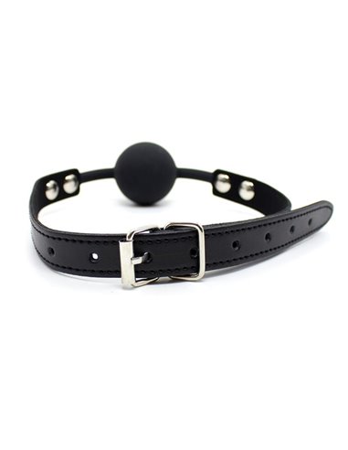 Mordaza de Bola Lisa de Silicona 4 cm Ajustable Negro