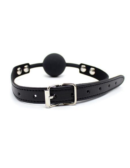Mordaza de Bola Lisa de Silicona 4 cm Ajustable Negro