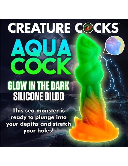 Aqua-Cock Dildo Brilla en la Oscuridad Silicona
