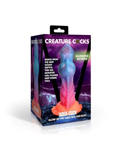 Aqua-Cock Dildo Brilla en la Oscuridad Silicona