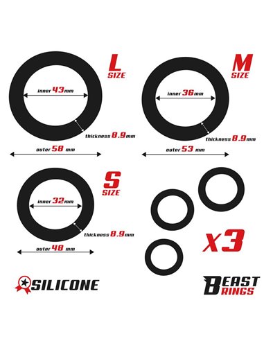 Set de 3 Anillos para el Pene Silicona S, M y L