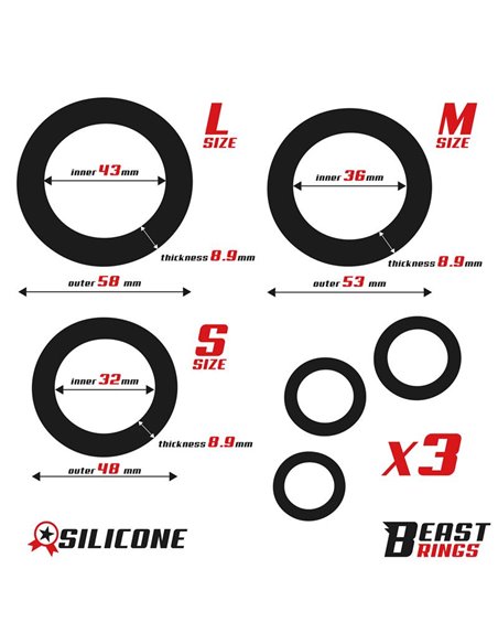 Set de 3 Anillos para el Pene Silicona S, M y L