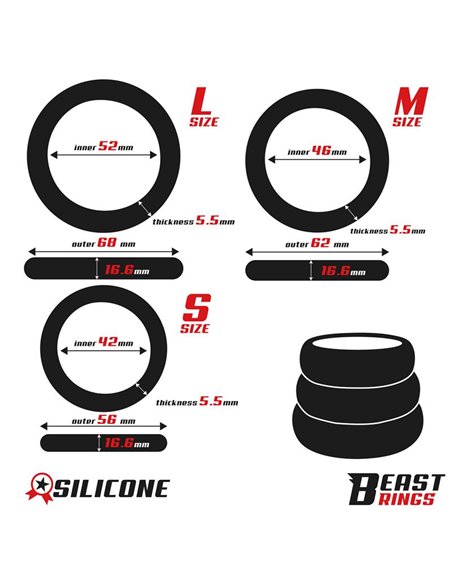 Set de 3 Anillos para el Pene Silicona S, M y L