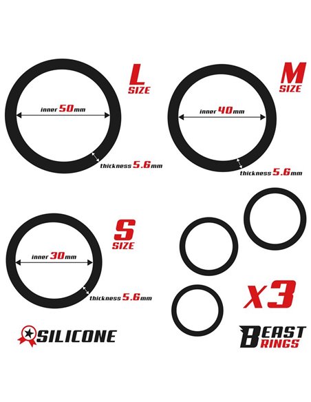 Set de 3 Anillos para el Pene Silicona S, M y L