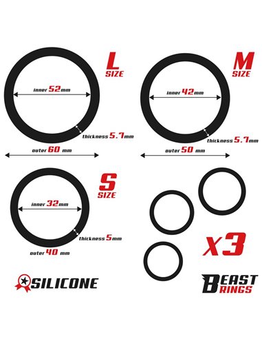 Set de 3 Anillos para el Pene Silicona S, M y L