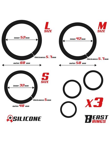 Set de 3 Anillos para el Pene Silicona S, M y L