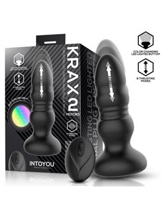 Krax Plug Anal con Vibración, Thrusting y Luz Led con Control Remoto