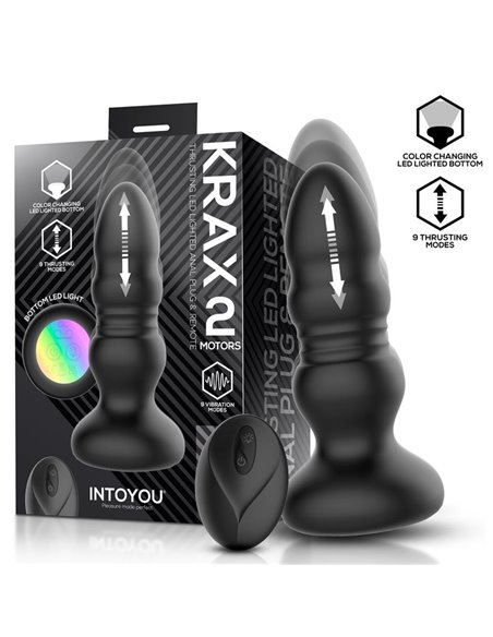 Krax Plug Anal con Vibración, Thrusting y Luz Led con Control Remoto