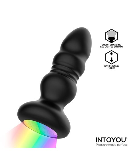 Krax Plug Anal con Vibración, Thrusting y Luz Led con Control Remoto