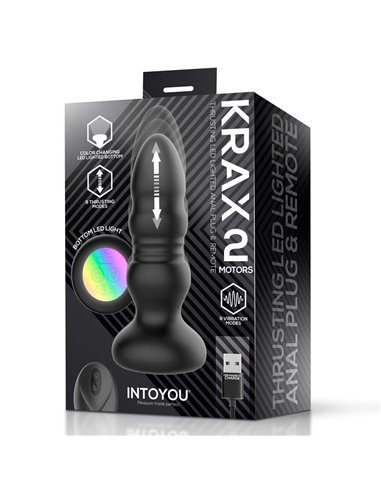 Krax Plug Anal con Vibración, Thrusting y Luz Led con Control Remoto