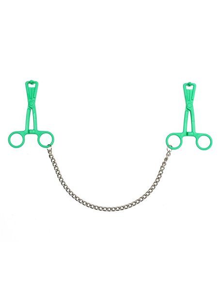 Pinzas  Pezones con Cadena  Verde