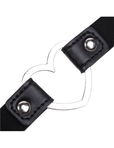 Collar con Aro en Forma de Corazón Ajustable 41,5 cm Negro