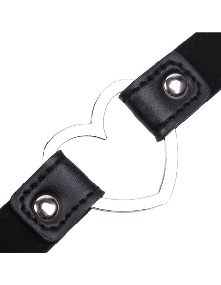 Collar con Aro en Forma de Corazón Ajustable 41,5 cm Negro