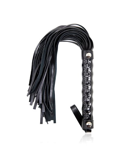 Flogger Patrón de Diamante y Mango de Metal 39 cm Negro