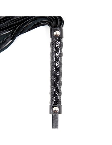 Flogger Patrón de Diamante y Mango de Metal 39 cm Negro