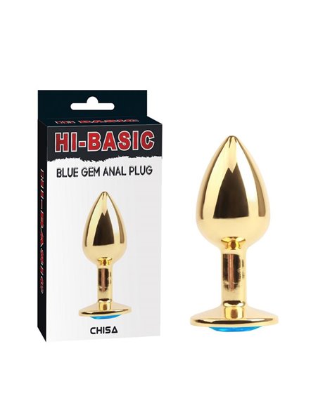 Plug Anal Dorado con Gema Azul
