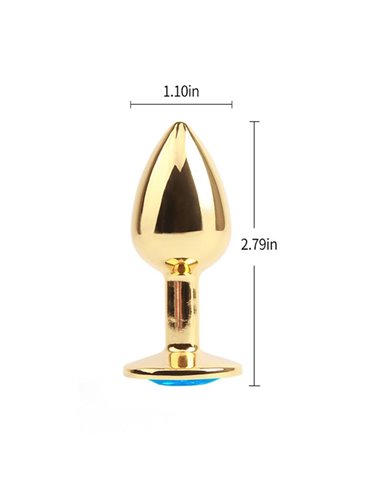 Plug Anal Dorado con Gema Azul