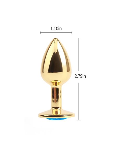 Plug Anal Dorado con Gema Azul