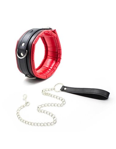 Collar con Correa de Metal e Interior Acolchado Negro/Rojo