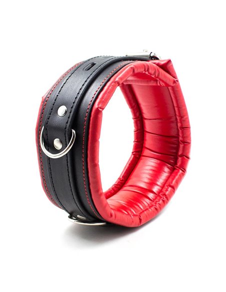 Collar con Correa de Metal e Interior Acolchado Negro/Rojo