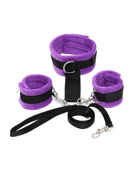 Collar y Esposas  Desmontable Púrpura Ajustable