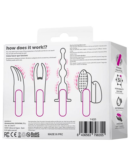 4Fun Bala Vibrador y 4 Fundas USB Impermeable Silicona