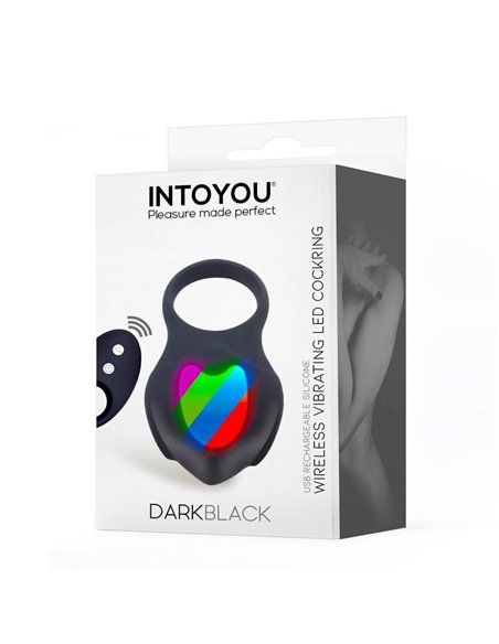 Darkblack Anillo Vibrador con Led Control Remoto USB Silicona