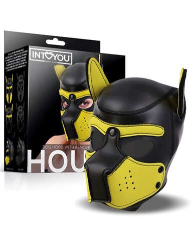 Hound Máscara de Perro Neopreno Hocico Extraíble Negro/Amarillo Talla Única