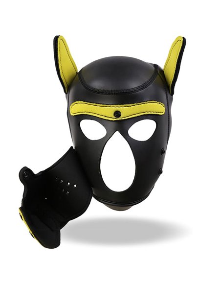 Hound Máscara de Perro Neopreno Hocico Extraíble Negro/Amarillo Talla Única