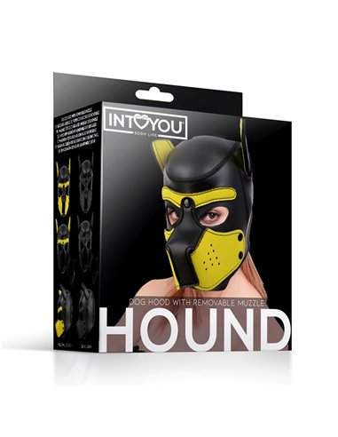 Hound Máscara de Perro Neopreno Hocico Extraíble Negro/Amarillo Talla Única