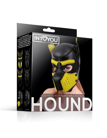 Hound Máscara de Perro Neopreno Hocico Extraíble Negro/Amarillo Talla Única