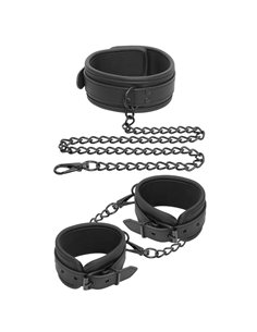 Set de Collar y Esposas para Muñecas Cuero Vegano 2