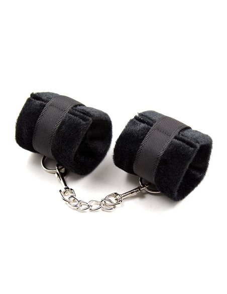 Esposas de Tela con Velcro para Muñecas con Pelo Largo Negro