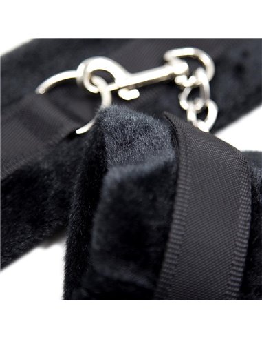 Esposas de Tela con Velcro para Muñecas con Pelo Largo Negro