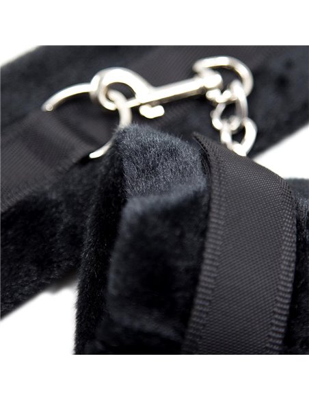 Esposas de Tela con Velcro para Muñecas con Pelo Largo Negro