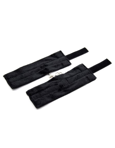 Esposas de Tela con Velcro para Muñecas con Pelo Largo Negro
