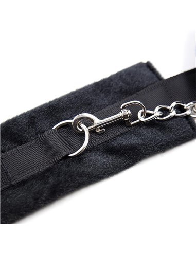 Esposas de Tela con Velcro para Muñecas con Pelo Largo Negro