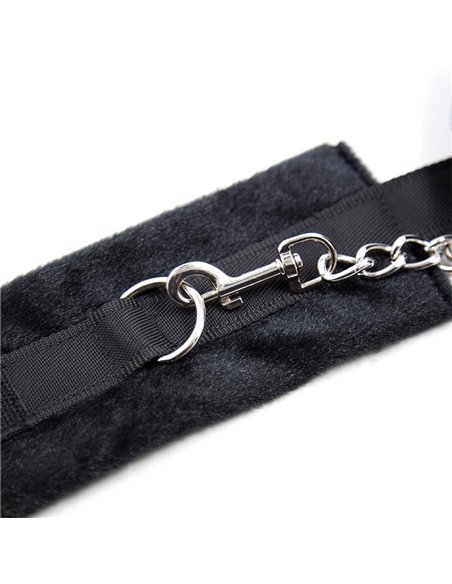Esposas de Tela con Velcro para Muñecas con Pelo Largo Negro